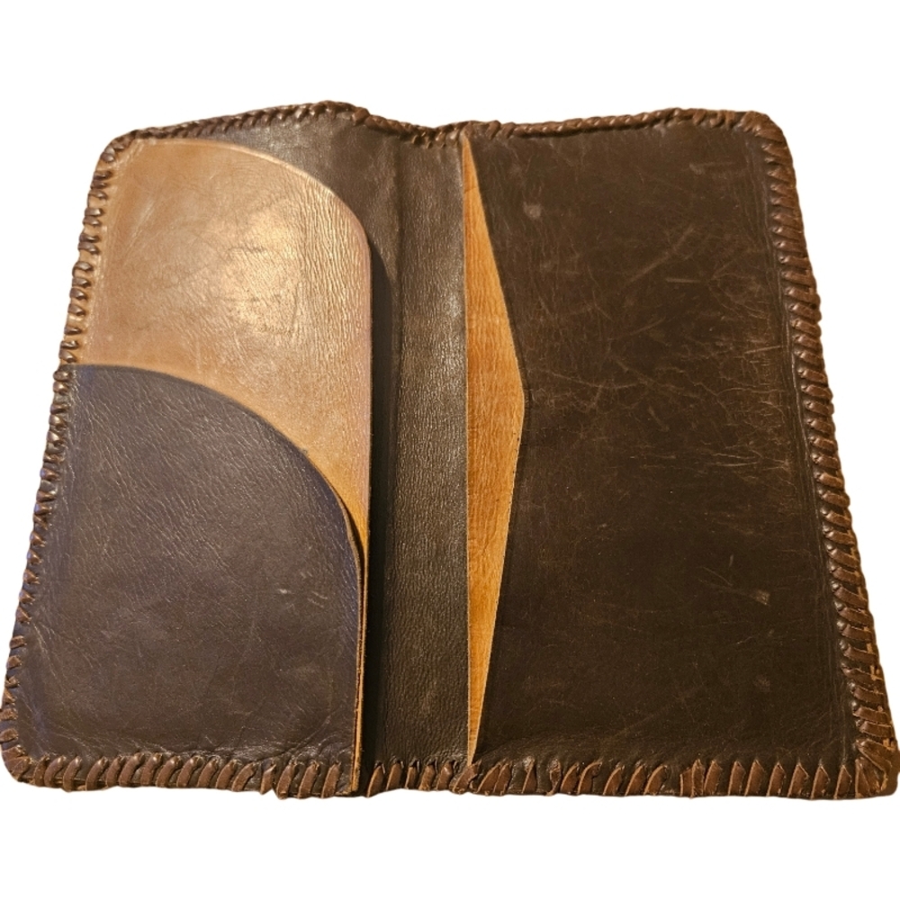 ๐ Wallet Hand Tooled Brown Leather with Rodeo Design - Picture 3 of 5